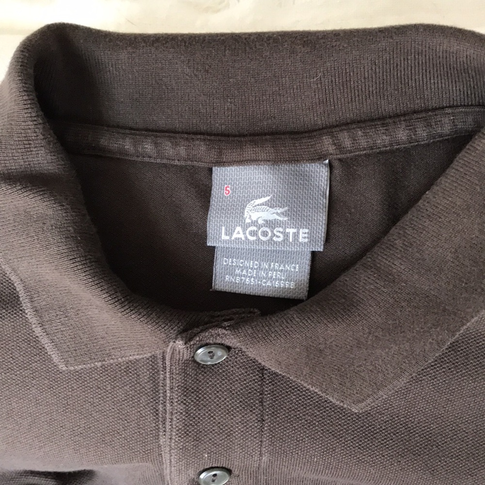 Lacoste Men’s Polo Long Sleeves Shirt - Brown - Picture 7 of 10
